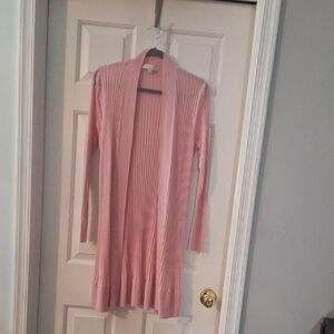 LOFT Soft Pink Ribbed Cardigan